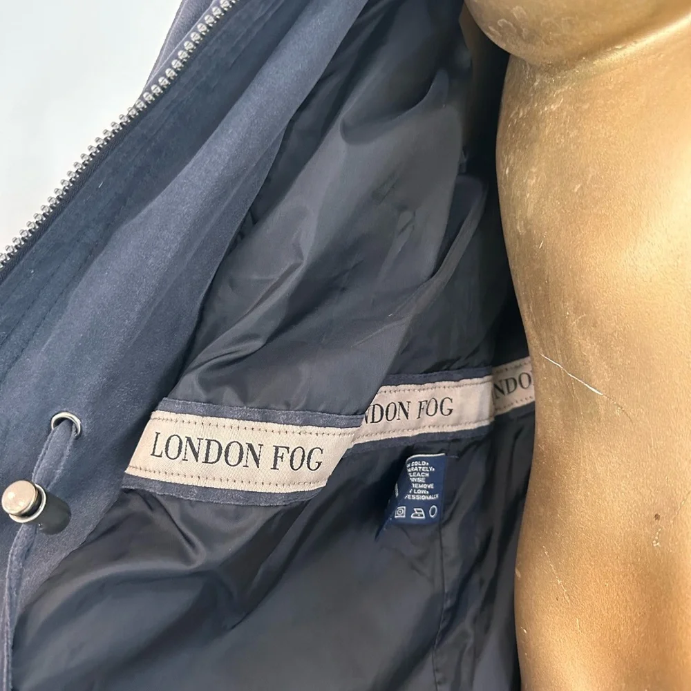 Y2K London Fog Slate Greyish blue Hooded Utility Jacket size M petite